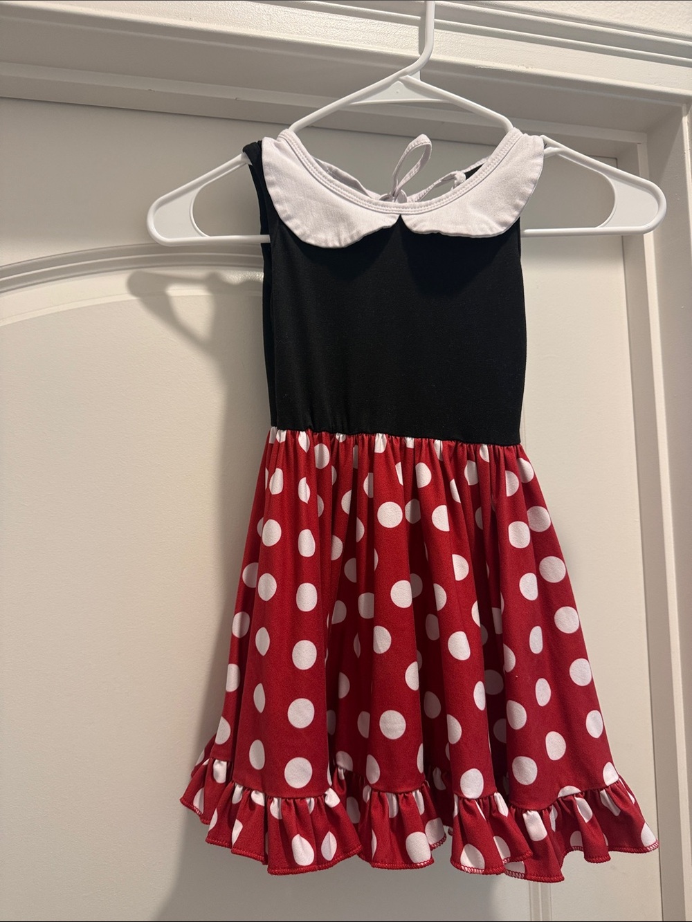 Disney Black Top Red Polka Dot Skirt Girls Dress with White Collar